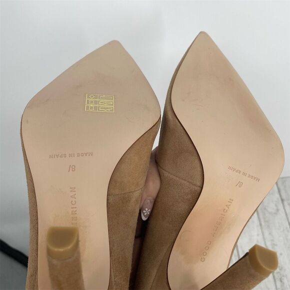 Good American The Icon Beige Pointed Toe Stiletto Pump Heels Size 8.5 Casual - Picture 9 of 9